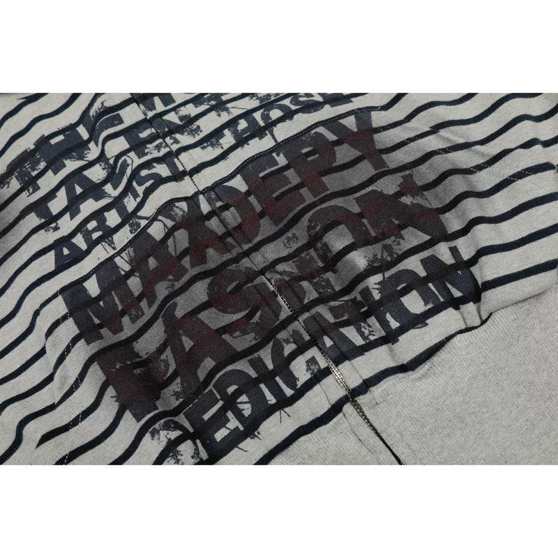 Striped Zip-Up Hooded Letter Print Jacket 3