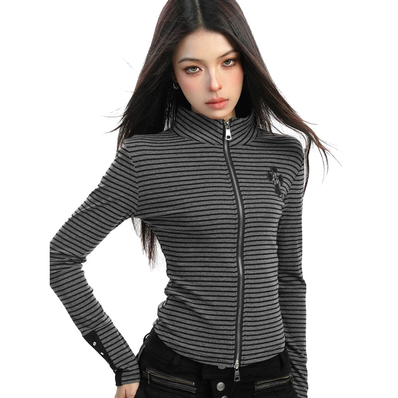 Striped Zip Up Slim Fit Jacket 3