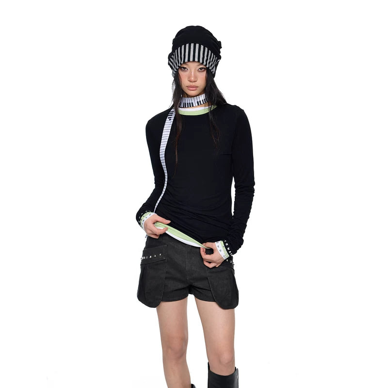 6184347330427,6184347330428,6184347330429, Studded Crew Neck Long Sleeve T-Shirt