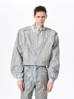 Studded Distressed Short Denim Jacket 3