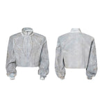 6026184816094,6026184816095,6026184816096,6026184816097, Studded Distressed Short Denim Jacket