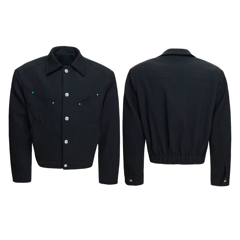 6024096660678,6024096660679,6024096660680,6024096660681, Studded Short Textured Strappy Jacket