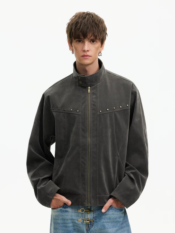 Studded Suede Harrington Workwear Jacket 2