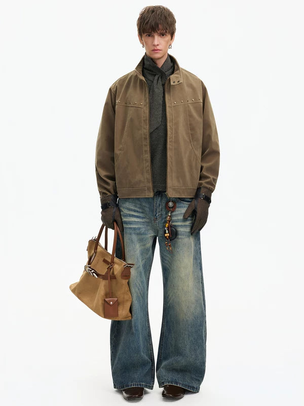 Studded Suede Harrington Workwear Jacket 5