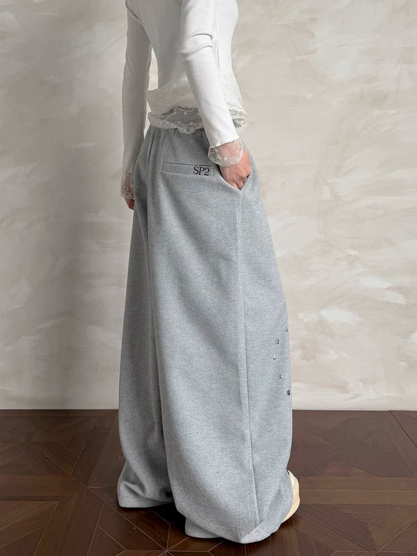 Studded Wide-Leg Waffle Sweatpants 2