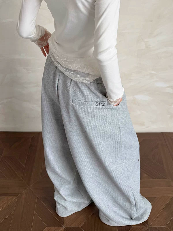 Studded Wide-Leg Waffle Sweatpants 5