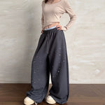 6039113488751,6039113488752,6039113488753, Studded Wide-Leg Waffle Sweatpants