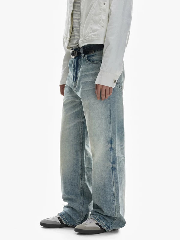 Distressed Wide-Leg Straight Fit Jeans Pants 4