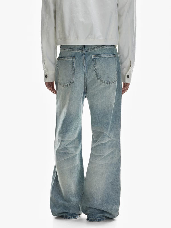 Distressed Wide-Leg Straight Fit Jeans Pants 5