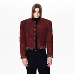 Suede Cropped Jacket with Safety Pin Hem 3