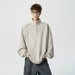 6179654282585,6179654282586,6179654282587,6179654282588,6179654282589, Suede Half-Zip Stand Collar Sweatshirt