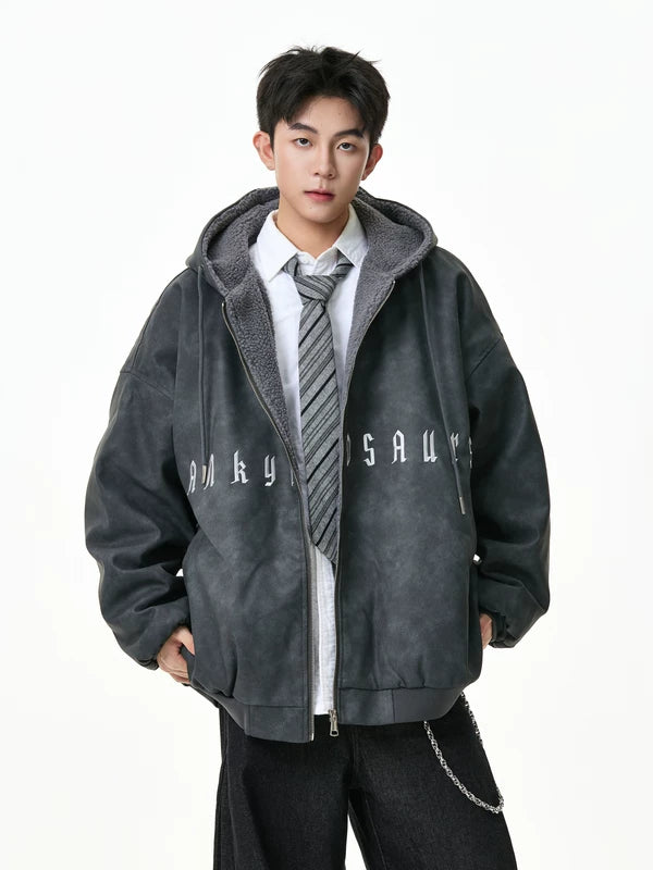 Suede Hooded Fleece-Lined Insulated Jacket 3