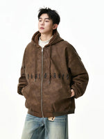 Suede Hooded Fleece-Lined Insulated Jacket 4