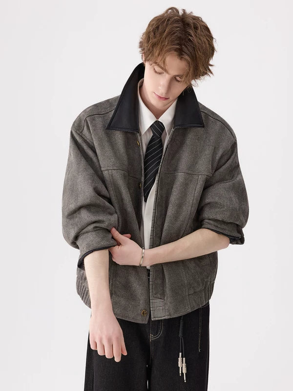 Suede Jacket with Contrast Collar 5