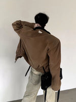 Suede Padded Shoulder Short Workwear Jacket 3