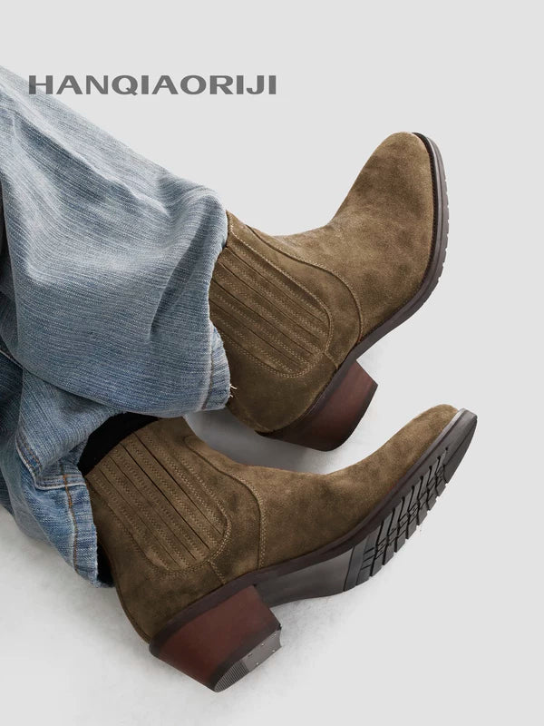 Suede Western Chelsea Ankle Boots 4