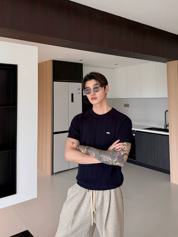 Summer Minimalist Knit Short-Sleeve T-Shirt 2