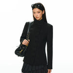 ,1627207:28341,6006431613380,1627207:28341,6006431613381,1627207:28341,6006431613379,1627207:28341,6006431613378,6006431613380,6006431613381,6006431613379,6006431613378, Tailored Stand Collar Short Jacket