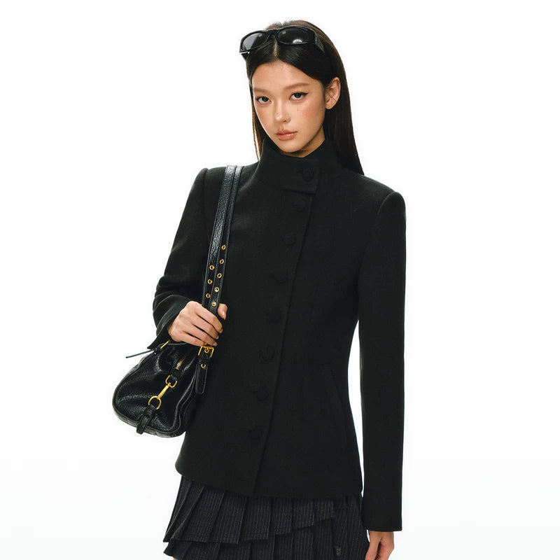 ,1627207:28341,6006431613380,1627207:28341,6006431613381,1627207:28341,6006431613379,1627207:28341,6006431613378,6006431613380,6006431613381,6006431613379,6006431613378, Tailored Stand Collar Short Jacket