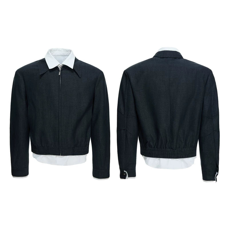 6189394794091,6189394794092,6189394794093,6189394794094,6189394794095, Tencel Blend Faux Layered Shirt Jacket