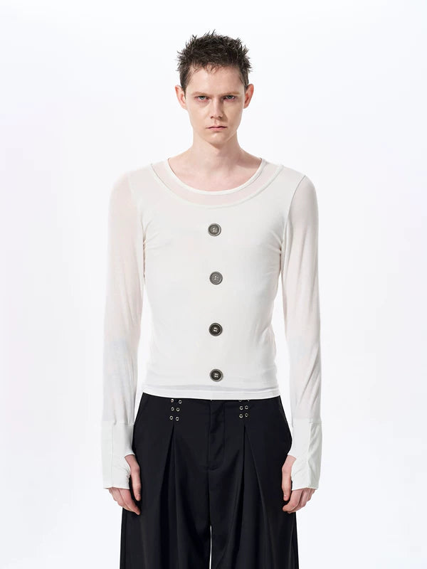 Tencel Long-Sleeve Button Detail Pullover 2
