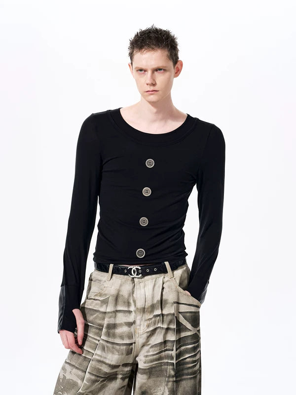 Tencel Long-Sleeve Button Detail Pullover 3