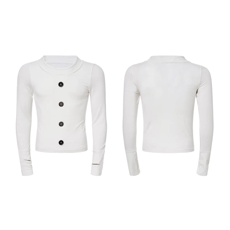 6027072445689,6027072445690,6027072445691,6027072445692, Tencel Long-Sleeve Button Detail Pullover