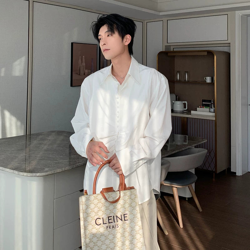 6035749796213,6035749796215,6035749796217,6035749796219, Tencel Long Sleeve Ruched Shirt