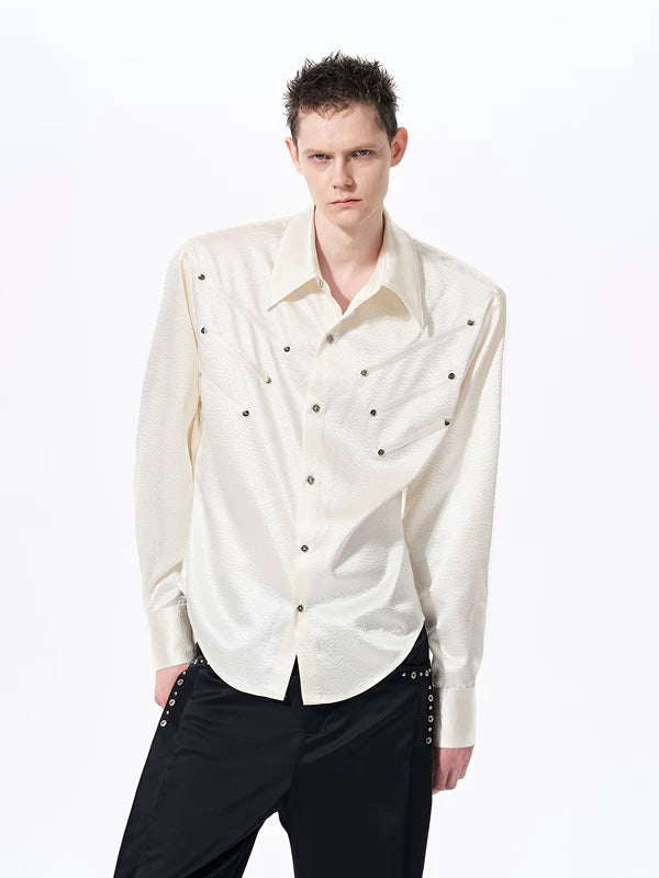 Textured Embossed Long-Sleeve Slim Fit Shirt 2