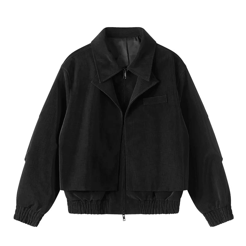 6026435873780,6026435873781,6026435873782,6026435873783, Textured Faux Two-Piece Short Jacket