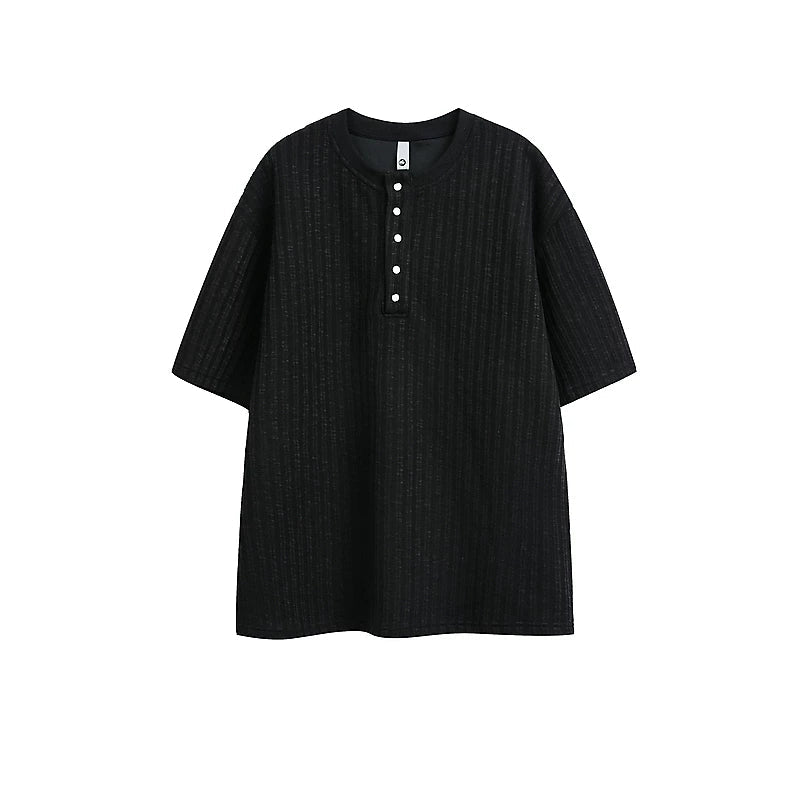 6023252336504,6023252336505,6023252336506,6023252336507, Textured Henley Short-Sleeve T-Shirt