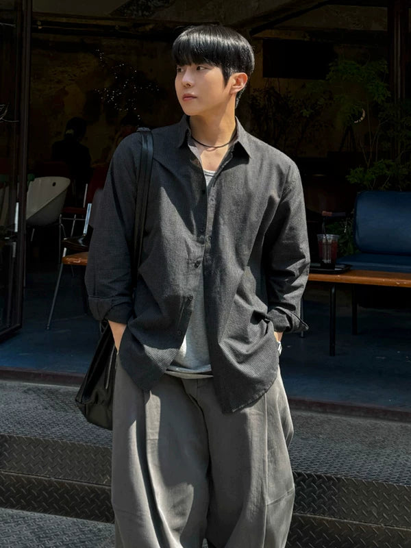 Textured Loose Fit Long Sleeve Shirt 2