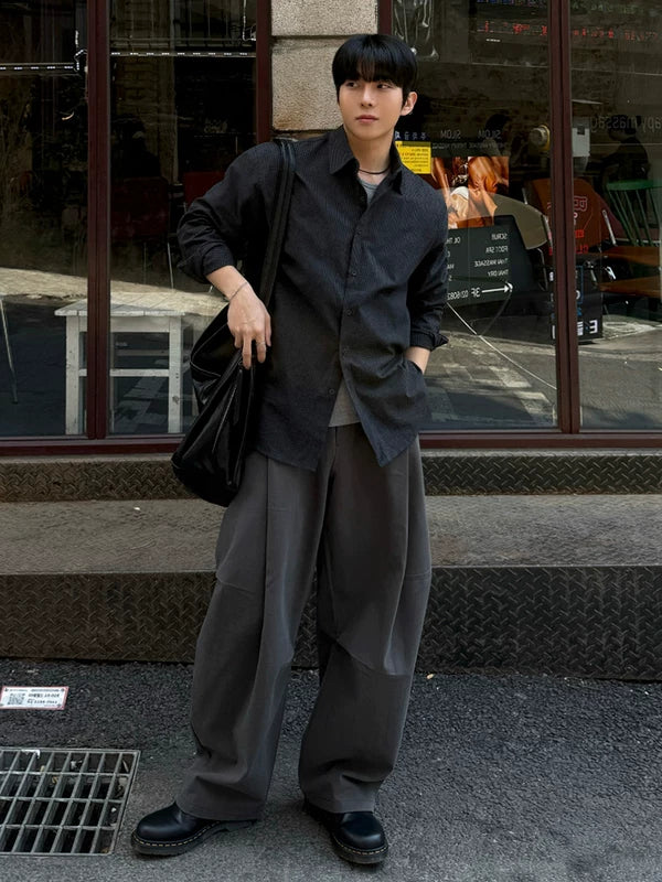 Textured Loose Fit Long Sleeve Shirt 3