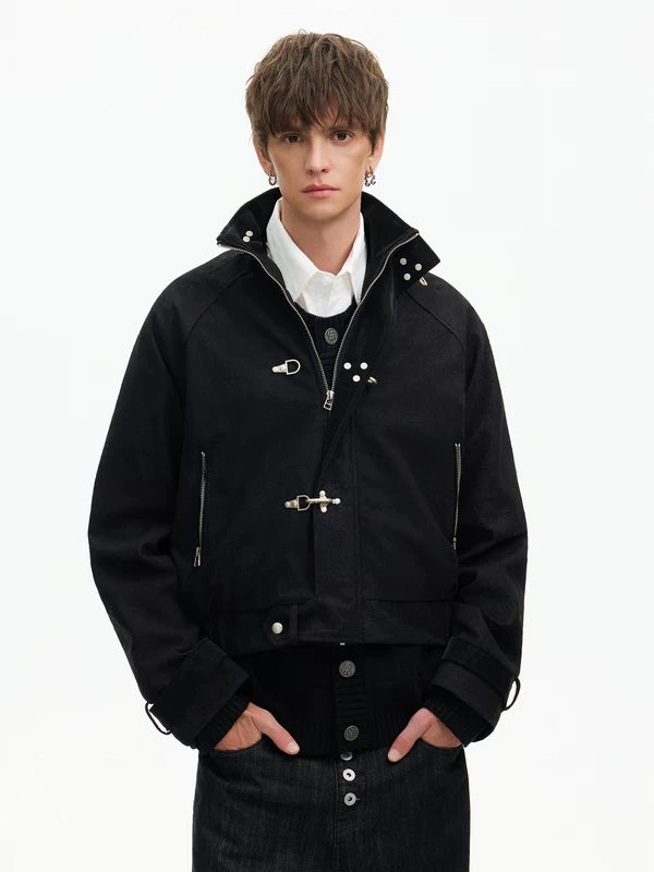 Textured Short Suede Boxy Jacket 2