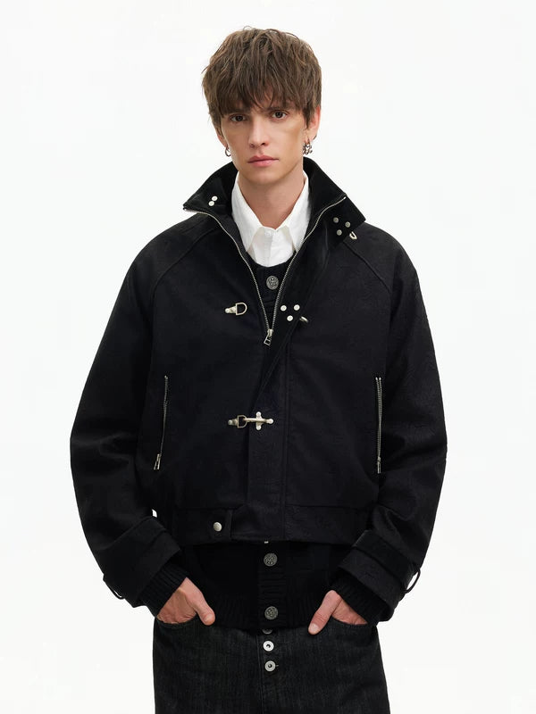 Textured Short Suede Boxy Jacket 4