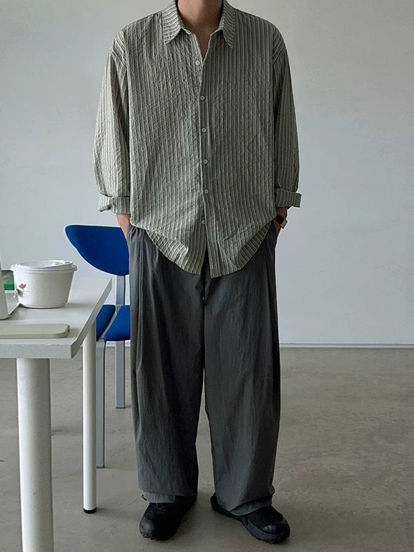 Textured Striped Casual Long Sleeve Shirt 3