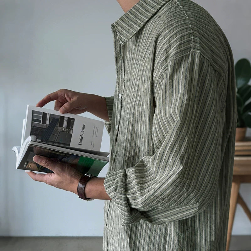 6042748664545,6042748664546,6042748664547,6042748664548,6042748664549, Textured Striped Casual Long Sleeve Shirt