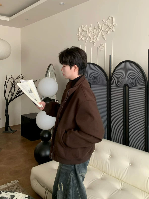 ,6018608985701,6018608985702,6018608985703,6018608985704, Thick Stand-Collar Wool Zip Jacket