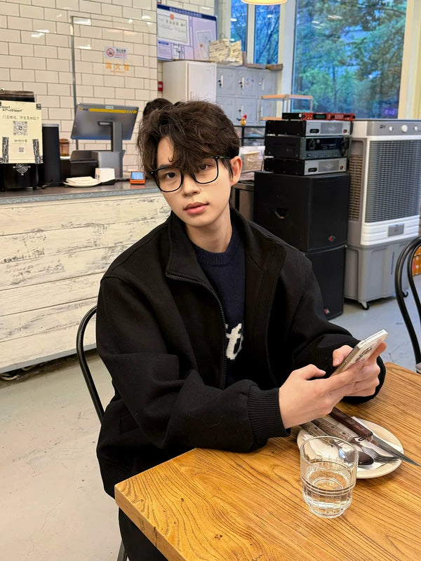 Thick Stand-Collar Wool Zip Jacket 4