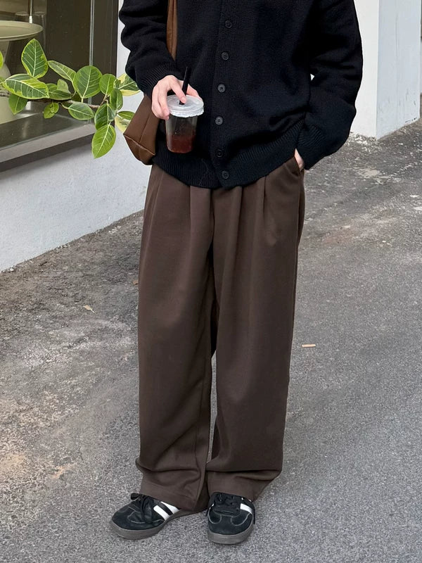 Thick Wool Wide-Leg Casual Pants 2