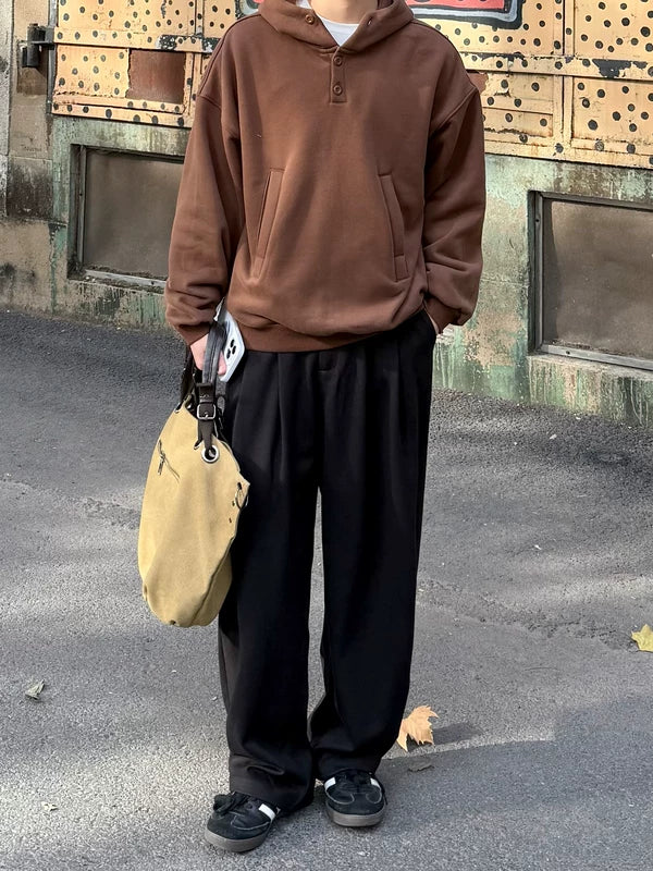 Thick Wool Wide-Leg Casual Pants 3