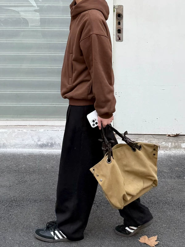 Thick Wool Wide-Leg Casual Pants 4