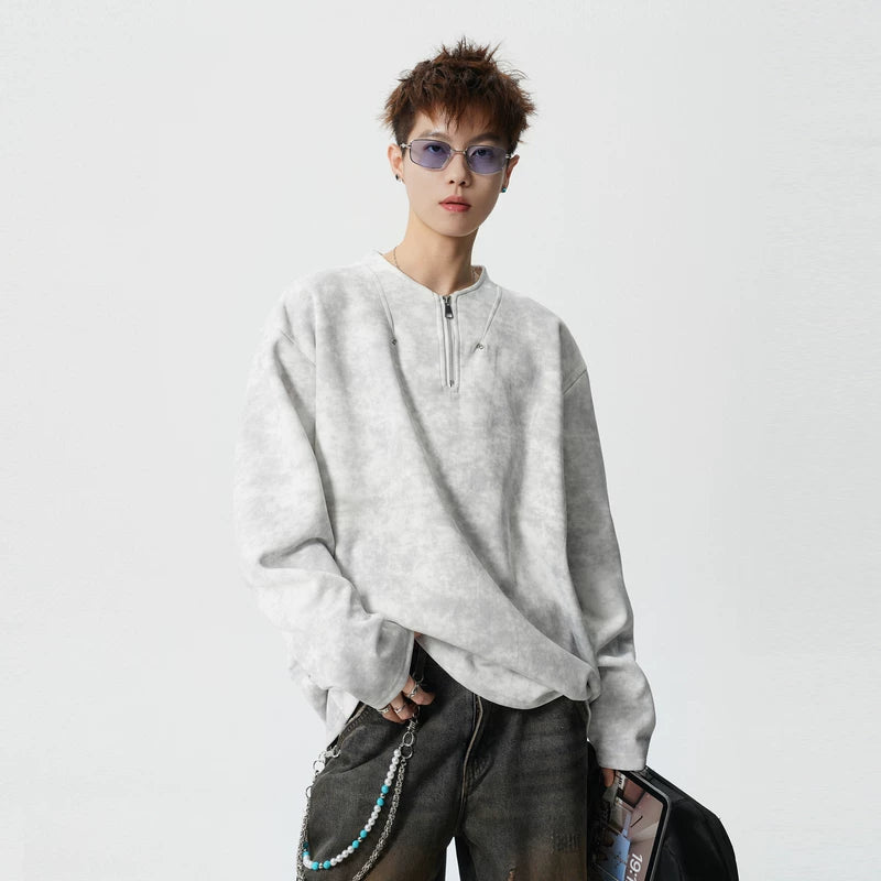 Tie-Dye Half-Zip Long-Sleeve Pullover Top 4