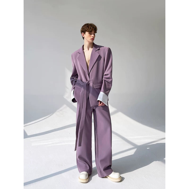 ,1627207:80882,5735624392697,1627207:80882,5735624392696,1627207:80882,5735624392695,5735624392697,5735624392696,5735624392695, Tie-Waist Relaxed Fit Suit Pants Set