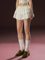 Tiered Eyelet Mini Skirt 3