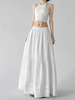 Tiered Lace-Trim High Waist Maxi Skirt 2