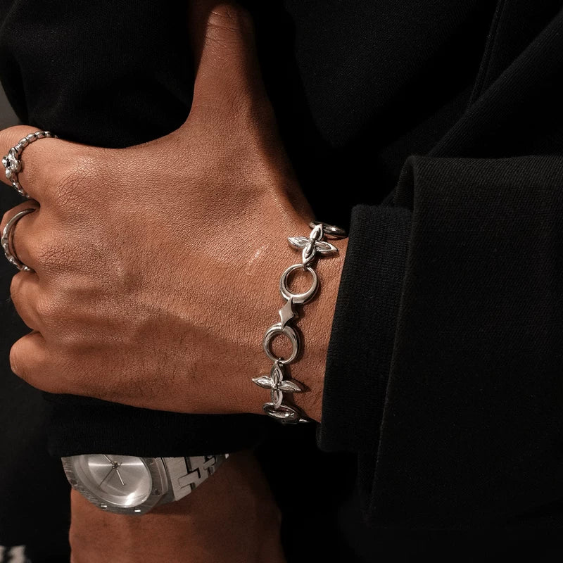 Titanium Steel Star Flower Chain Bracelet 3