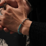 Titanium Steel Turquoise Beaded Chain Bracelet 2