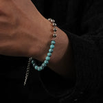 Titanium Steel Turquoise Beaded Chain Bracelet 3