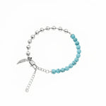 ,6185320410280, Titanium Steel Turquoise Beaded Chain Bracelet